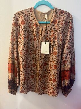 Spell Floral 'Lady Untamed' Blouse in Brown & Cream